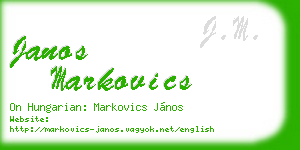 janos markovics business card